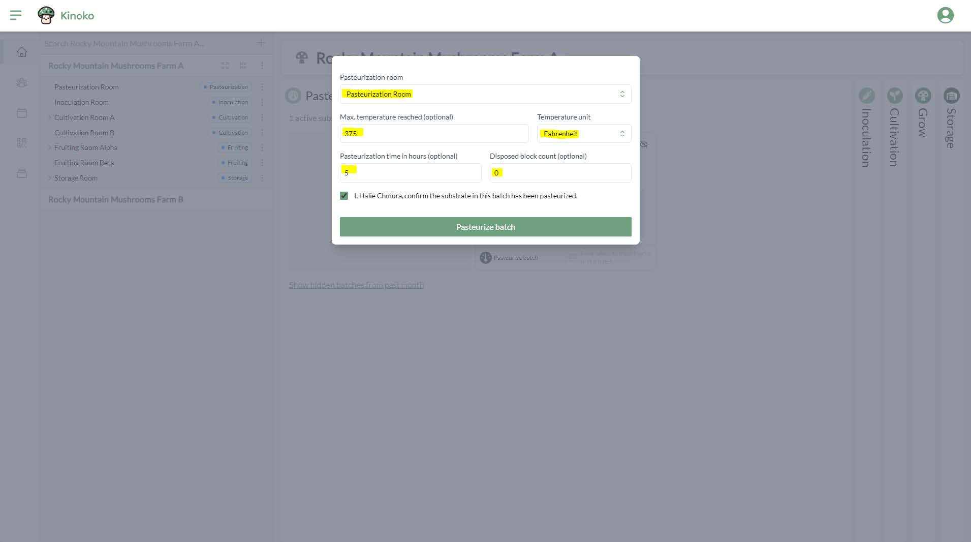 Pasteurize batch window